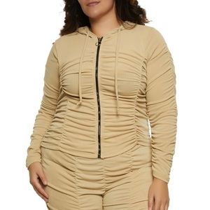 Rainbow Ruched Zip Up Hoodie